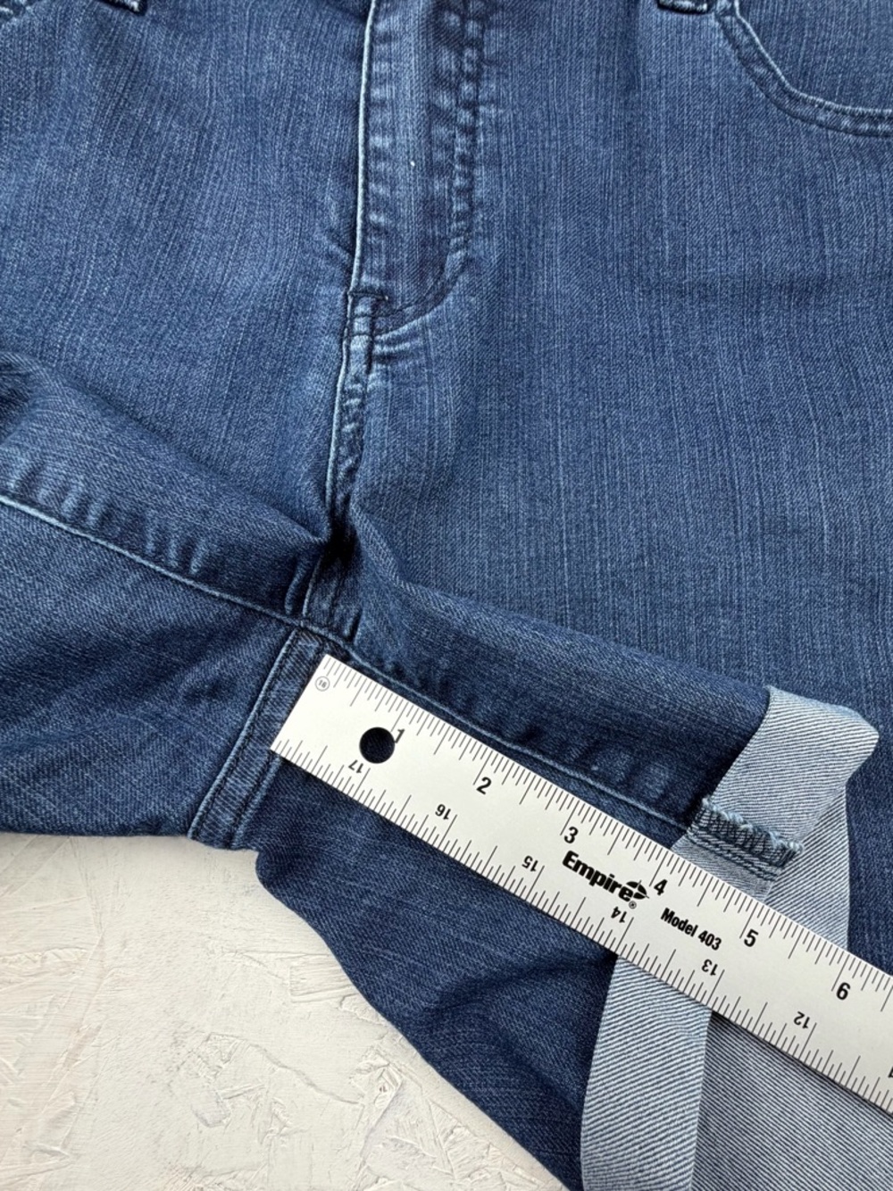 Prana Denim Shorts Rolled Cuff Blue Stretch Size 14 - Picture 7 of 7